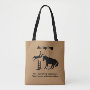 Funny Horse Jumping Flying Falling Humour Tote Bag