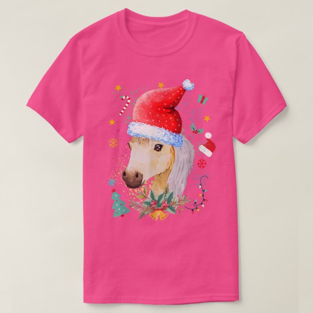 Funny Horse Lover Santa Hat Baby cute Horse Christ T-Shirt (Design Front)