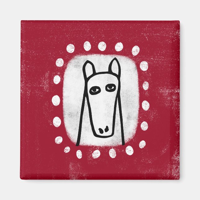 Funny Horse On Red Refrigerator Magnet (Front)