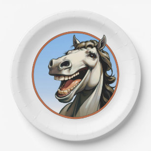 funny horse paper plate
