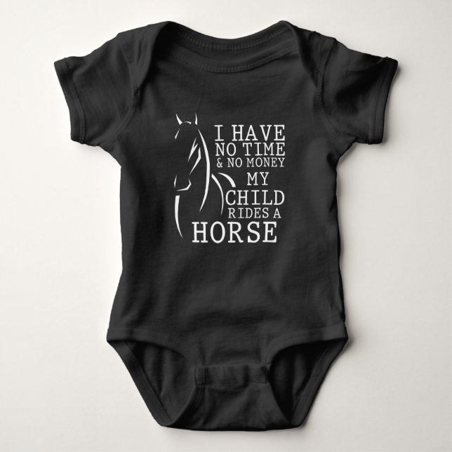 Funny Horse Quote Mother with Riding Child Baby Bodysuit (Front)