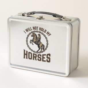 Funny Horse Quote Vintage Western Riding Design_1 Metal Lunch Box