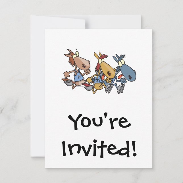 funny horse racing cartoon invitation (Front)