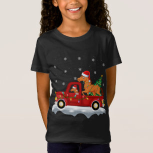 Funny Horse Ride Christmas Tree Red Truck Horse Ch T-Shirt