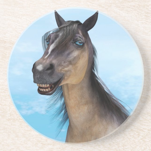 Funny Horse Smile Portrait Art Coaster (Front)