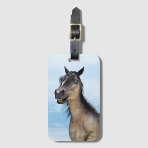 Funny Horse Smile Portrait Art Luggage Tag
