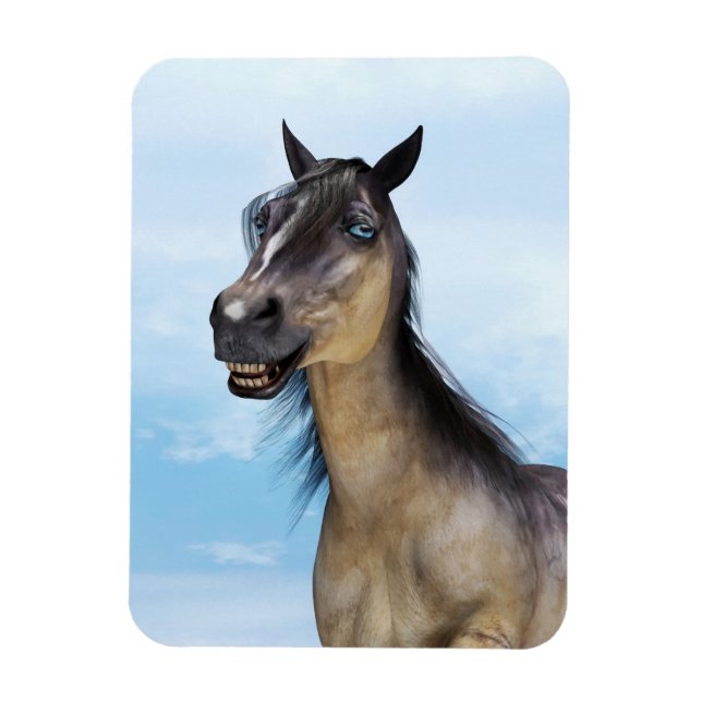 Funny Horse Smile Portrait Art Magnet (Vertical)