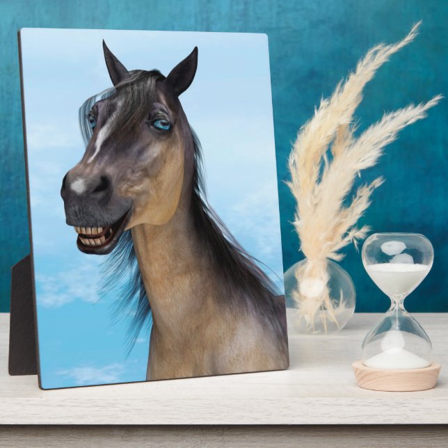 Funny Horse Smile Portrait Art Plaque (Side)