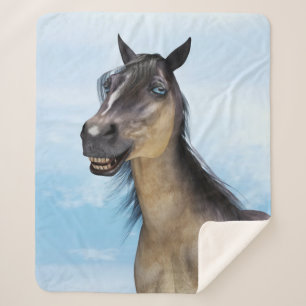 Funny Horse Smile Portrait Art Sherpa Blanket