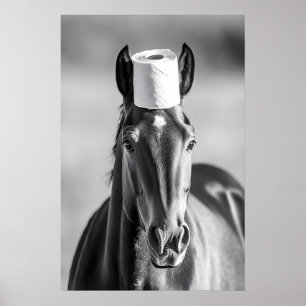 Funny Horse Toilet Paper Roll Bathroom Art Poster