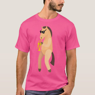 Funny Horse Wearing Sunglasses Playing Trumpet T-Shirt