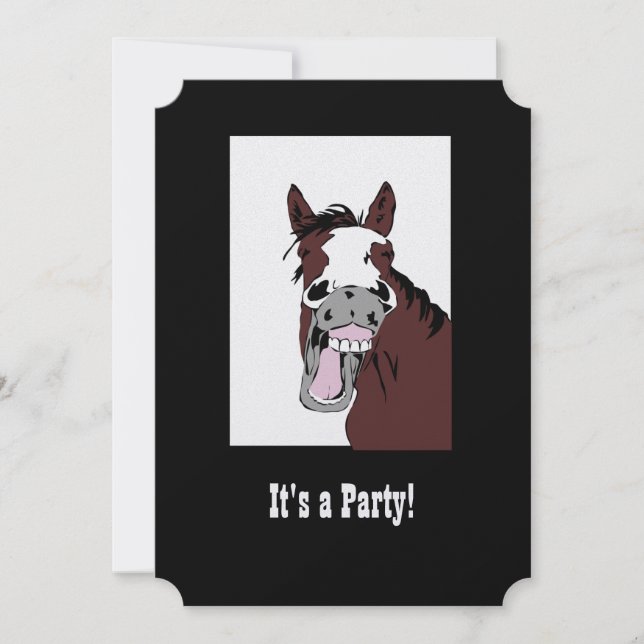 Funny Horse Western Theme Birthday Custom Invite (Front)