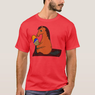 Funny horse with a waffle of ice cream T-Shirt