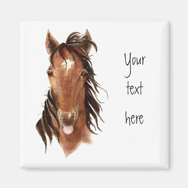 Funny Horse, with attitude,Watercolor Animal Humou Magnet (Front)