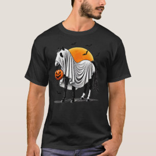 Funny Horse With Jackolantern Ghost Halloween Ride T-Shirt
