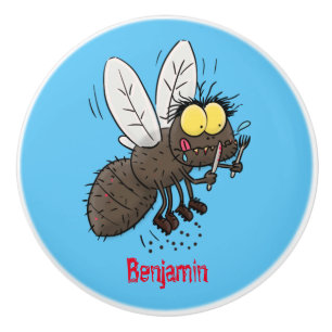 Funny horsefly insect cartoon ceramic knob