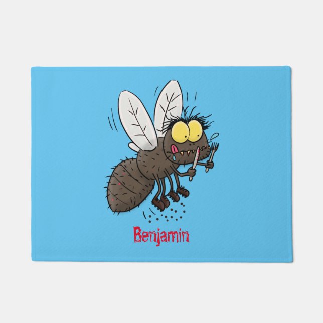Funny horsefly insect cartoon doormat (Front)