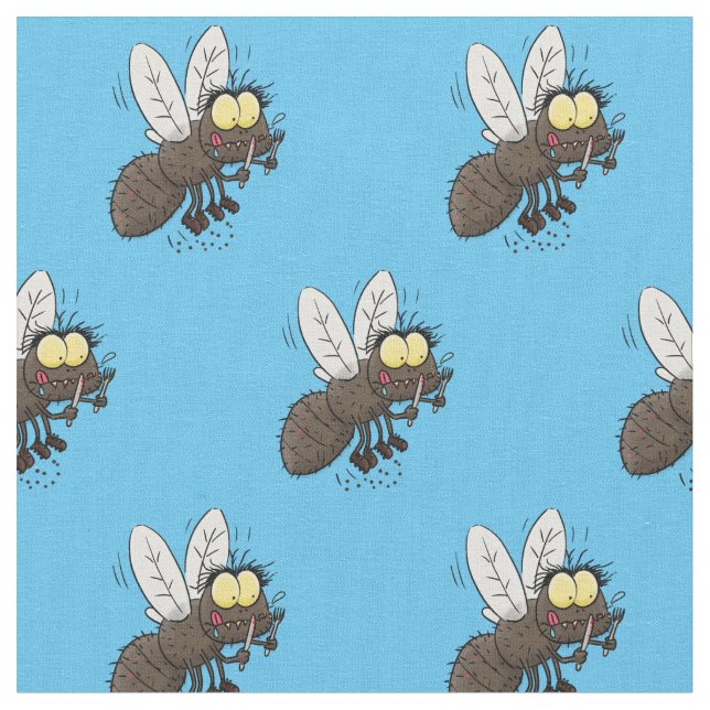 Funny horsefly insect cartoon fabric (Close Up)