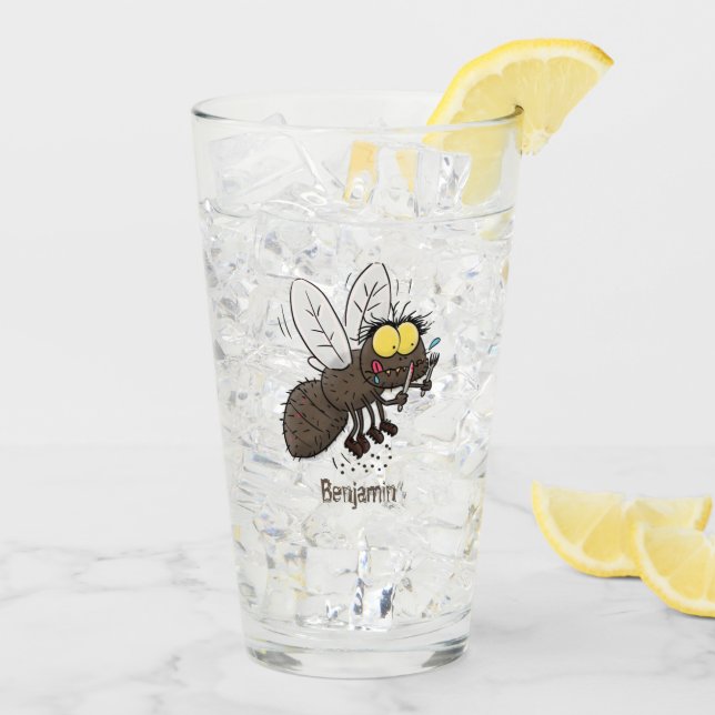 Funny horsefly insect cartoon glass (Back Ice)