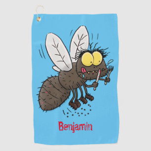 Funny horsefly insect cartoon golf towel