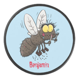 Funny horsefly insect cartoon hockey puck