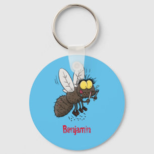 Funny horsefly insect cartoon key ring