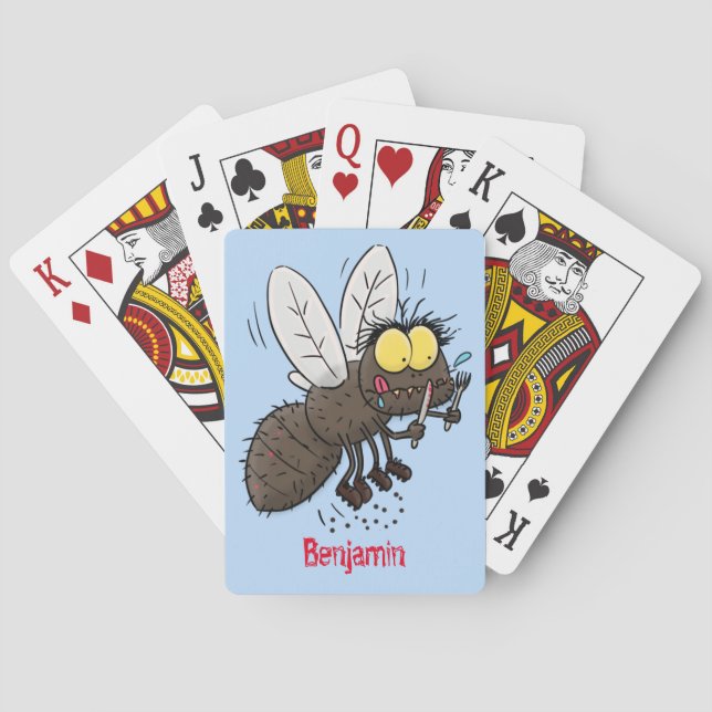 Funny horsefly insect cartoon playing cards (Back)