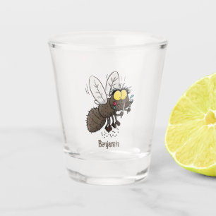 Funny horsefly insect cartoon shot glass