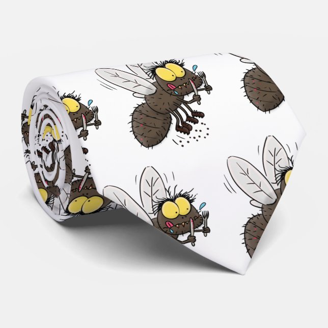 Funny horsefly insect cartoon tie (Rolled)