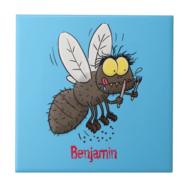 Funny horsefly insect cartoon tile (Front)