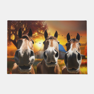 Funny Horses  Doormat