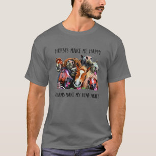 Funny Horses Make Me Happy Human Make My Head Hurt T-Shirt