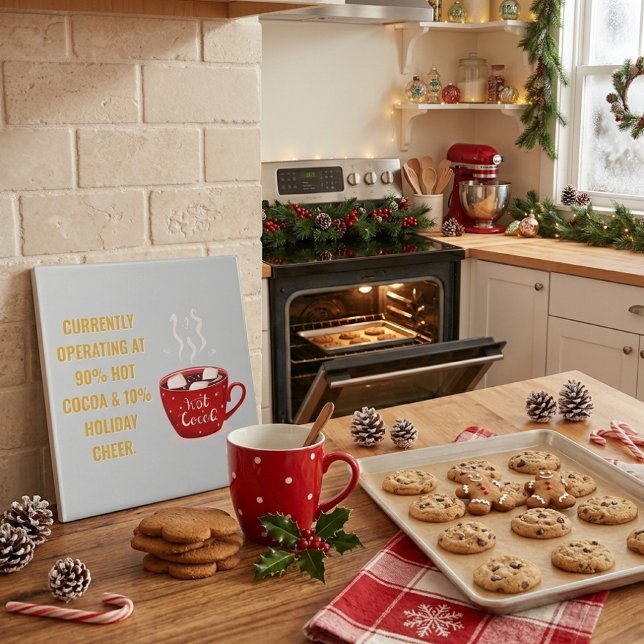 Funny Hot Cocoa & Holiday Cheer Festive Christmas  Tile (Funny Hot Cocoa & Holiday Cheer Festive Christmas Ceramic Tile)