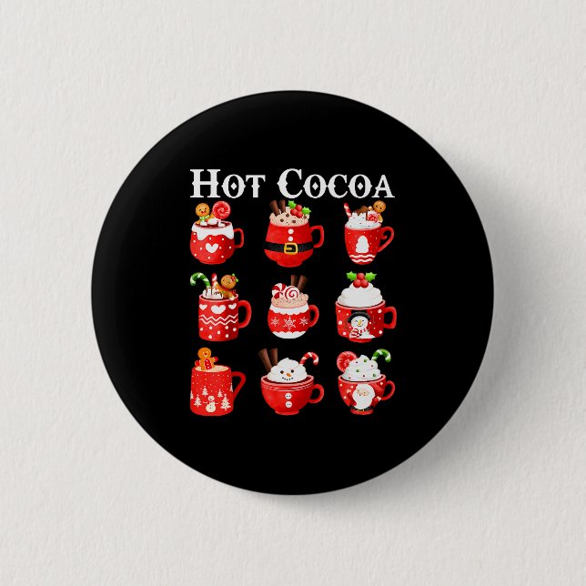 Funny Hot Cocoa Santa Elf C Merry Christmas Pajama 6 Cm Round Badge (Front)