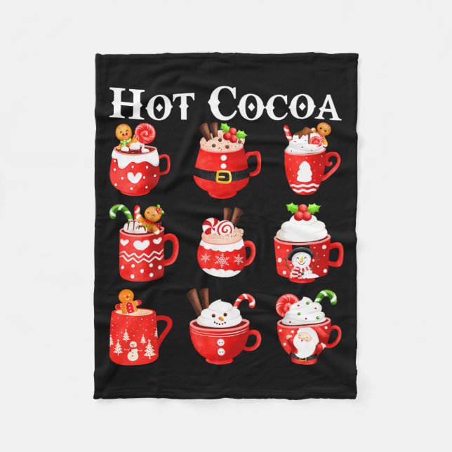 Funny Hot Cocoa Santa Elf C Merry Christmas Pajama Fleece Blanket (Front)