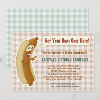 Funny Hot Dog Barbecue Birthday Party Buns Joke Invitation