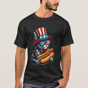 Funny Hot Dog Cat HotDog 4th of July T-Shirt