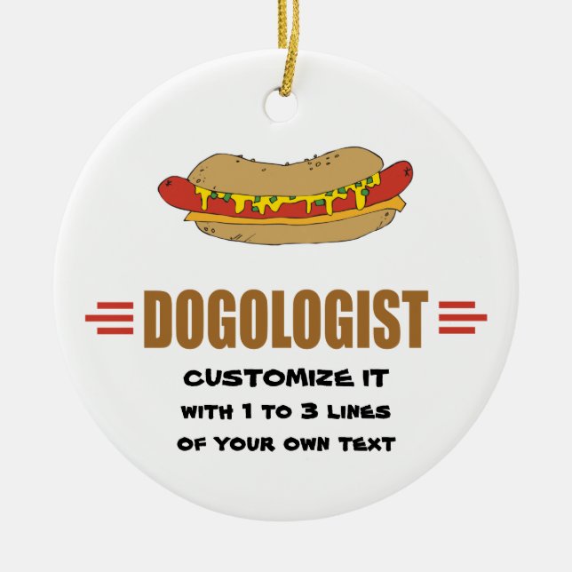 Funny Hot Dog Ceramic Tree Decoration (Front)