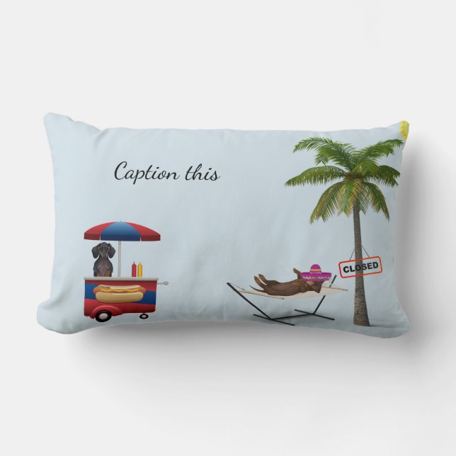 Funny Hot Dog Dachshund Pillow Customised (Front)