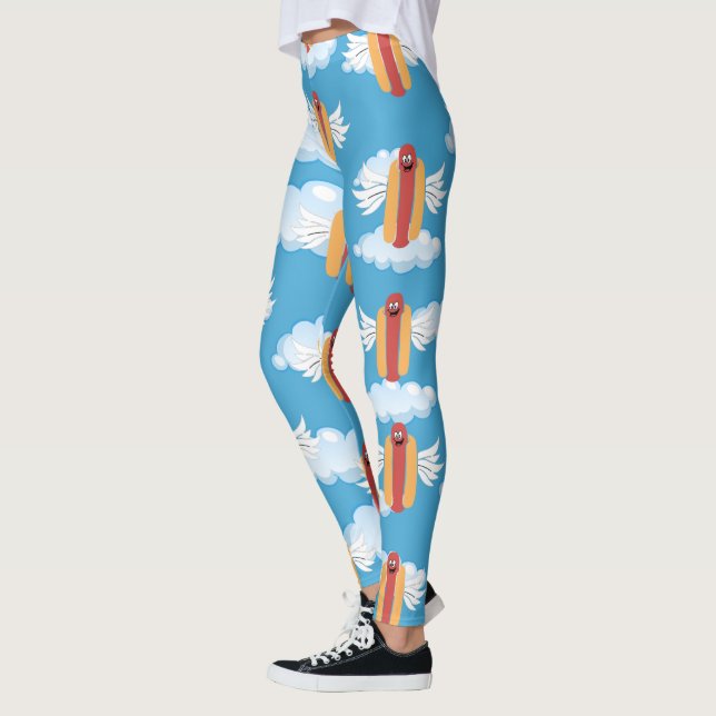 Funny Hot Dog Emoji Meaning Food Humour Emojis Jok Leggings (Left)