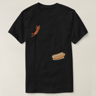 Funny Hot Dog Jumping Into Bun – Cute Sausage Cart T-Shirt