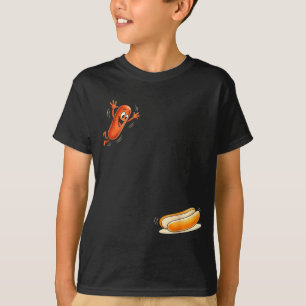 Funny Hot Dog Jumping Into Bun Sausage BBQ High T-Shirt