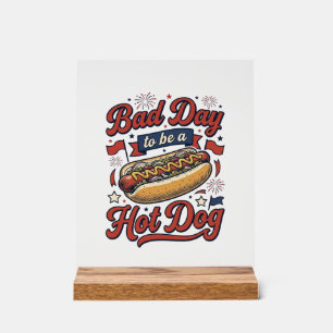 Funny Hot Dog Vintage Patriotic Food Shirt Design_ Acrylic Sign