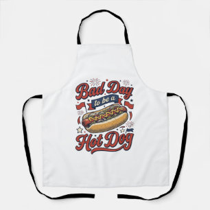 Funny Hot Dog Vintage Patriotic Food Shirt Design_ Apron