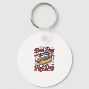 Funny Hot Dog Vintage Patriotic Food Shirt Design_ Key Ring