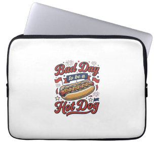 Funny Hot Dog Vintage Patriotic Food Shirt Design_ Laptop Sleeve