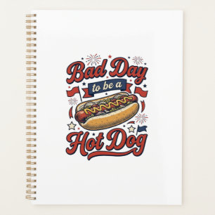 Funny Hot Dog Vintage Patriotic Food Shirt Design_ Planner