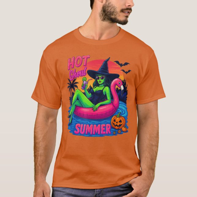 Funny HOT GHOUL SUMMER Summerween Vibes Skeleton I T-Shirt (Front)