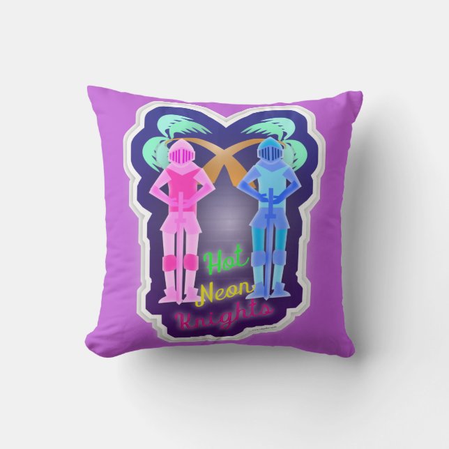 Funny Hot Neon Knights Design Cushion (Front)