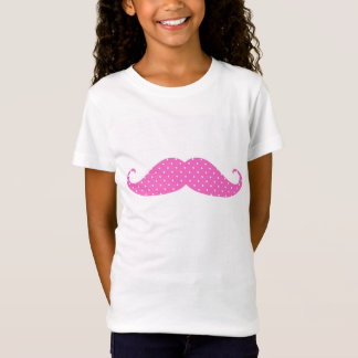 Funny Hot Pink Girly Polka Dots Moustache T-Shirt